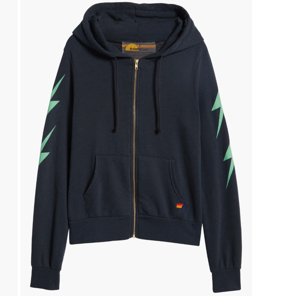 Aviator Nation - 4 Bolt Zip Hoodie - Charcoal Mint - XL
